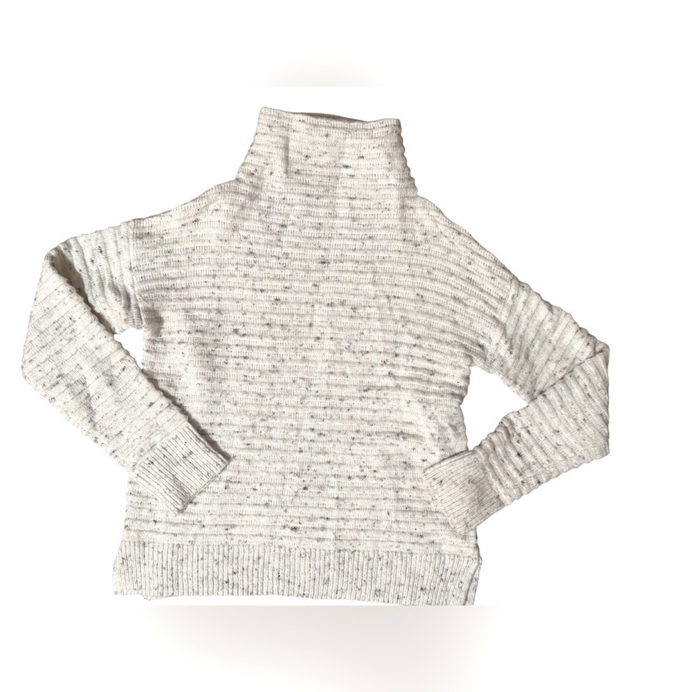 Madewell Belmont mock neck rib knit ottoman stitch sweater in oatmeal color - Picture 4 of 12